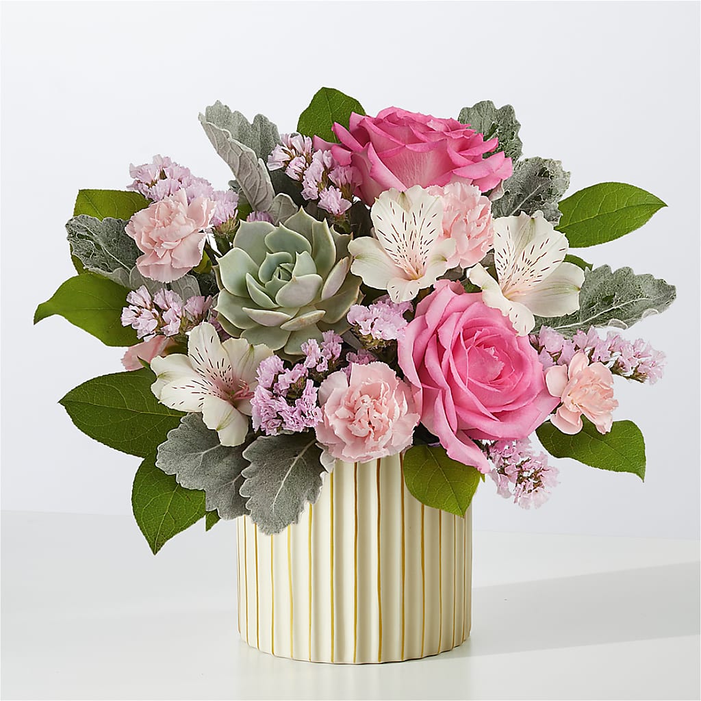 Dusty Rose Bouquet with Ivory Vase – MC SHANES FLORIST & GREENHOUSE INC, Belle Vernon PA