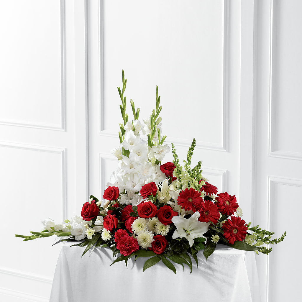 Crimson & White Arrangement – MC SHANES FLORIST & GREENHOUSE INC, Belle Vernon PA
