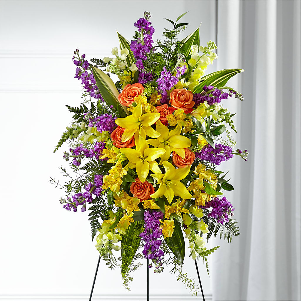 Thoughtful Prayers Standing Spray – MC SHANES FLORIST & GREENHOUSE INC, Belle Vernon PA