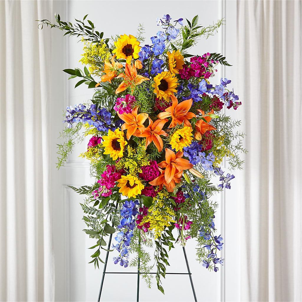 Sunlit Memories Standing Spray (Standard) – MC SHANES FLORIST & GREENHOUSE INC, Belle Vernon PA