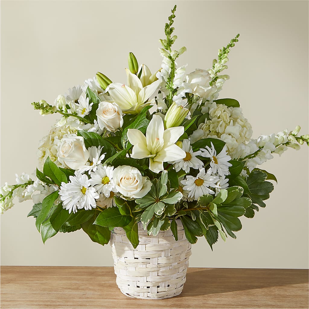 Ivory Elegance Floral Basket – MC SHANES FLORIST & GREENHOUSE INC, Belle Vernon PA