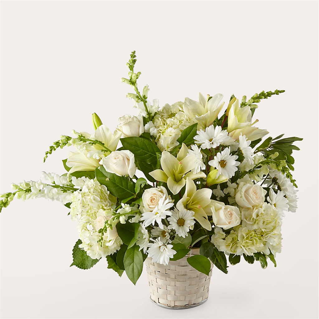 Ivory Elegance Floral Basket – MC SHANES FLORIST & GREENHOUSE INC, Belle Vernon PA