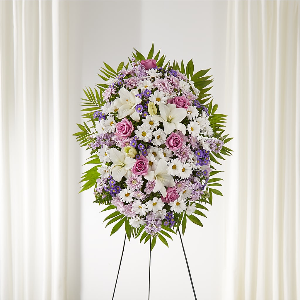 Surrounded by Love Standing Spray – MC SHANES FLORIST & GREENHOUSE INC, Belle Vernon PA