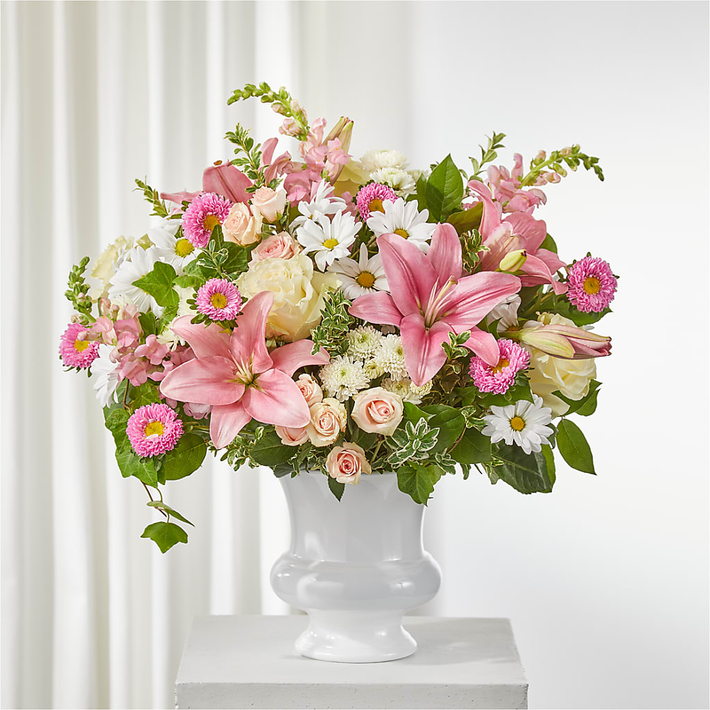 Empathetic Blooms Urn Arrangement – MC SHANES FLORIST & GREENHOUSE INC, Belle Vernon PA