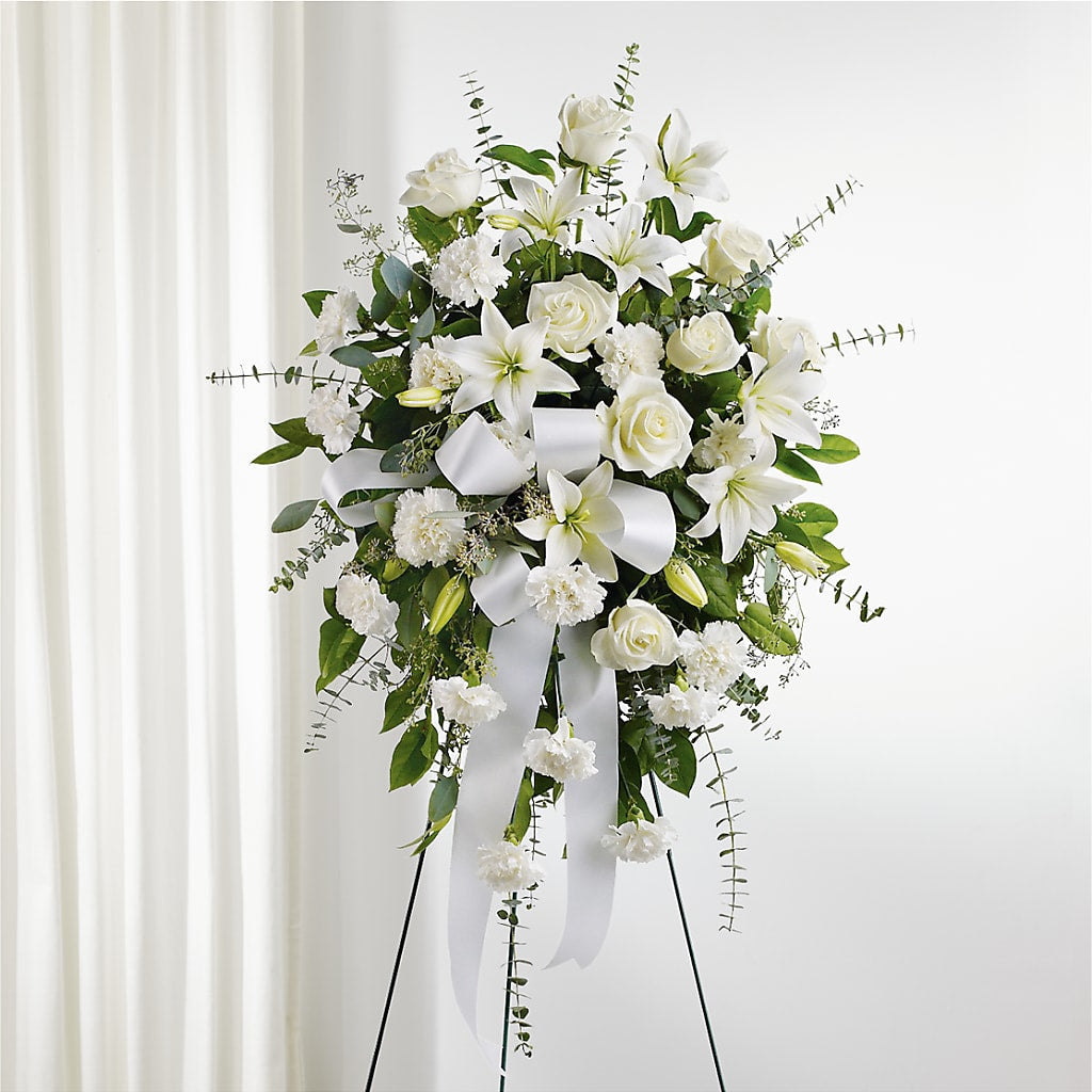 With Care Standing Spray – MC SHANES FLORIST & GREENHOUSE INC, Belle Vernon PA