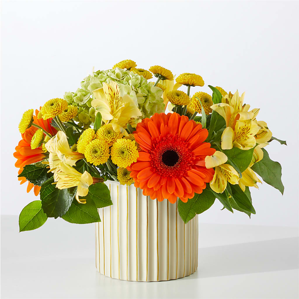 Autumn Sunshine Bouquet with Ivory Vase – MC SHANES FLORIST & GREENHOUSE INC, Belle Vernon PA