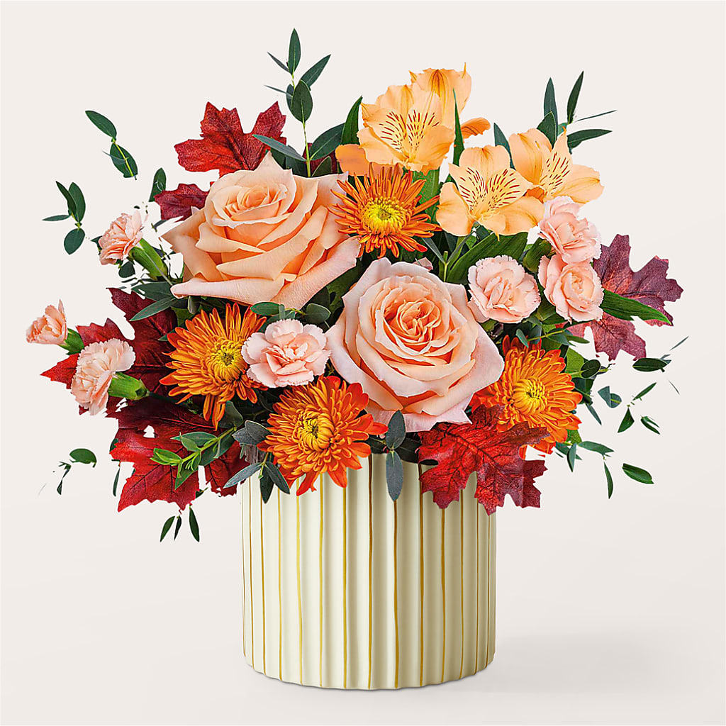 Spiced Latte Bouquet with Ivory Vase – MC SHANES FLORIST & GREENHOUSE INC, Belle Vernon PA