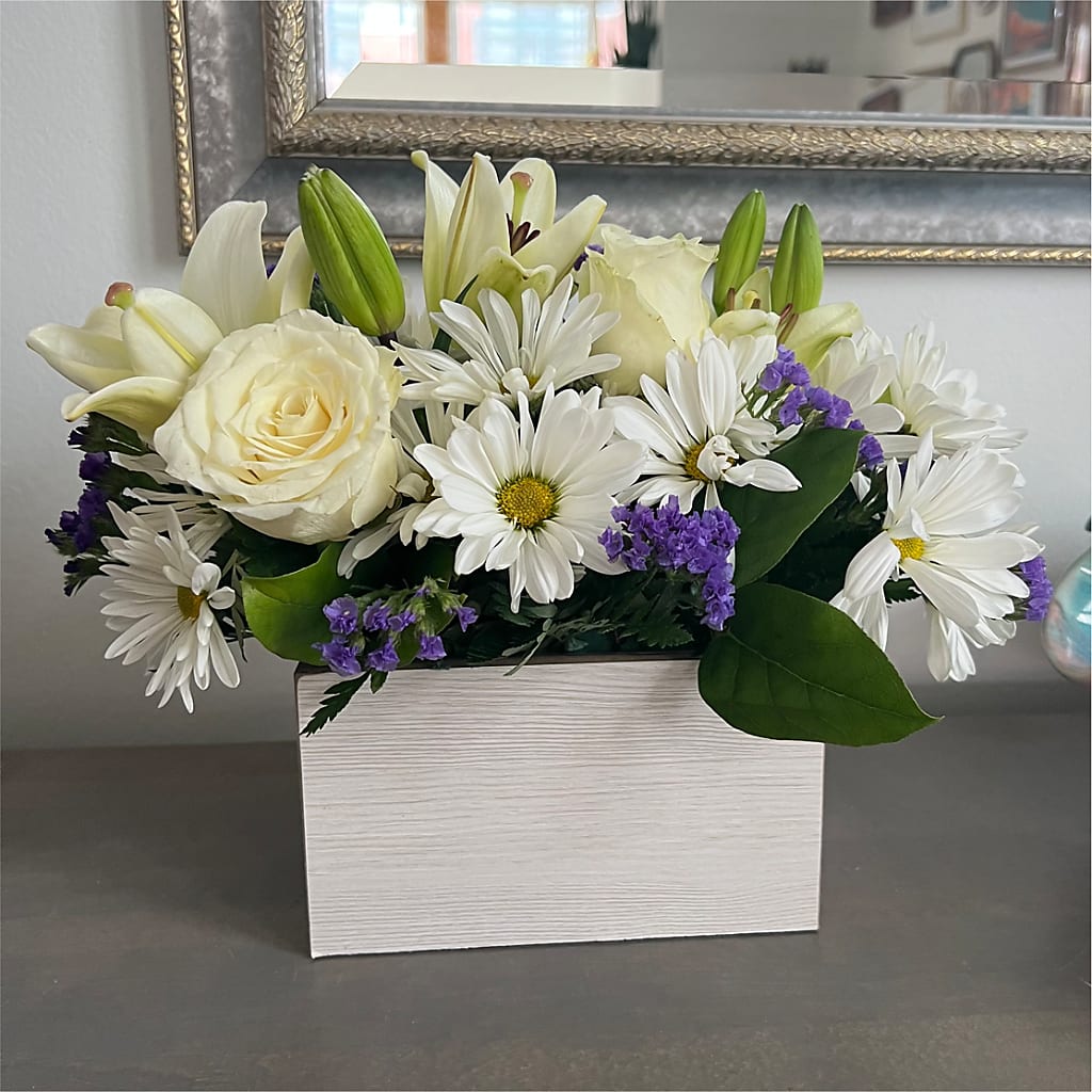 Beyond Blue Box Bouquet – MC SHANES FLORIST & GREENHOUSE INC, Belle Vernon PA