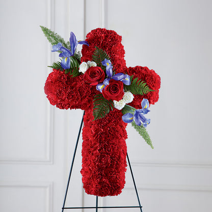 Faithful Hero Floral Cross – MC SHANES FLORIST & GREENHOUSE INC, Belle Vernon PA