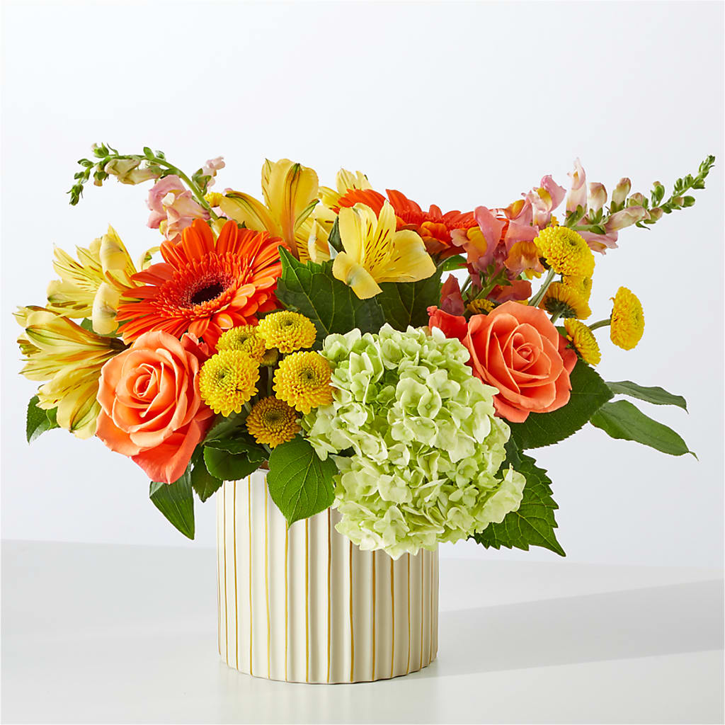 Autumn Sunshine Bouquet with Ivory Vase – MC SHANES FLORIST & GREENHOUSE INC, Belle Vernon PA