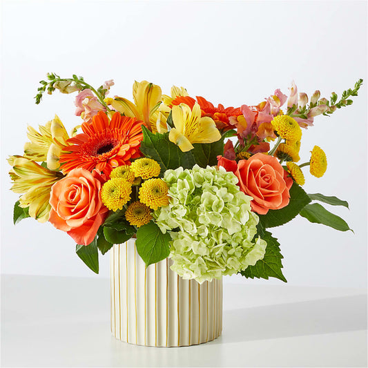 Autumn Sunshine Bouquet with Ivory Vase – MC SHANES FLORIST & GREENHOUSE INC, Belle Vernon PA