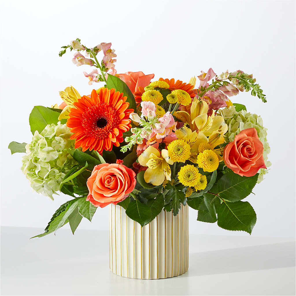 Autumn Sunshine Bouquet with Ivory Vase – MC SHANES FLORIST & GREENHOUSE INC, Belle Vernon PA