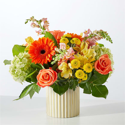 Autumn Sunshine Bouquet with Ivory Vase – MC SHANES FLORIST & GREENHOUSE INC, Belle Vernon PA