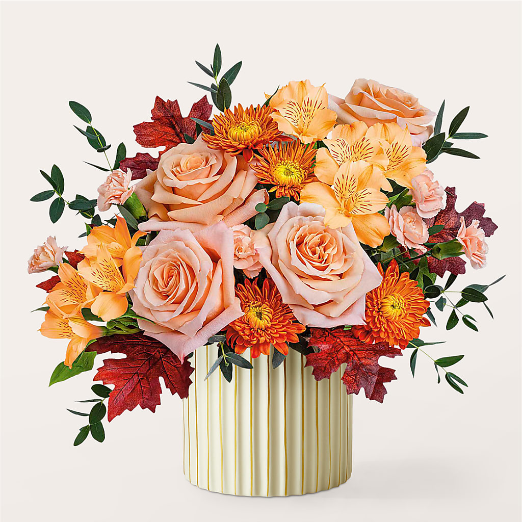 Spiced Latte Bouquet with Ivory Vase – MC SHANES FLORIST & GREENHOUSE INC, Belle Vernon PA