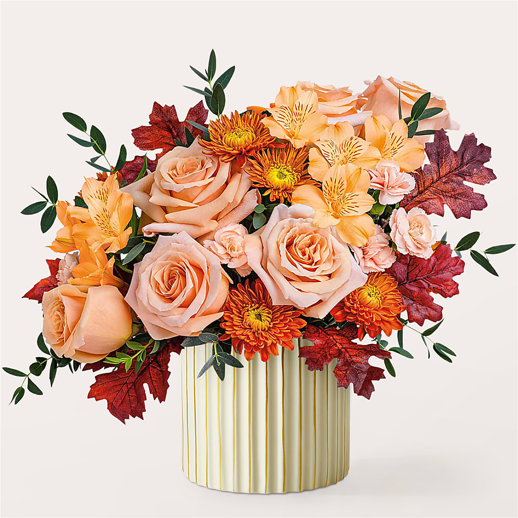 Spiced Latte Bouquet with Ivory Vase – MC SHANES FLORIST & GREENHOUSE INC, Belle Vernon PA