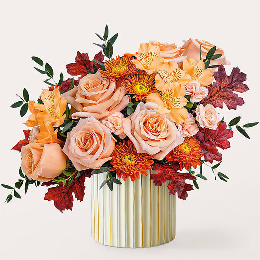 Spiced Latte Bouquet with Ivory Vase – MC SHANES FLORIST & GREENHOUSE INC, Belle Vernon PA