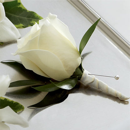 White Rose Boutonniere – MC SHANES FLORIST & GREENHOUSE INC, Belle Vernon PA